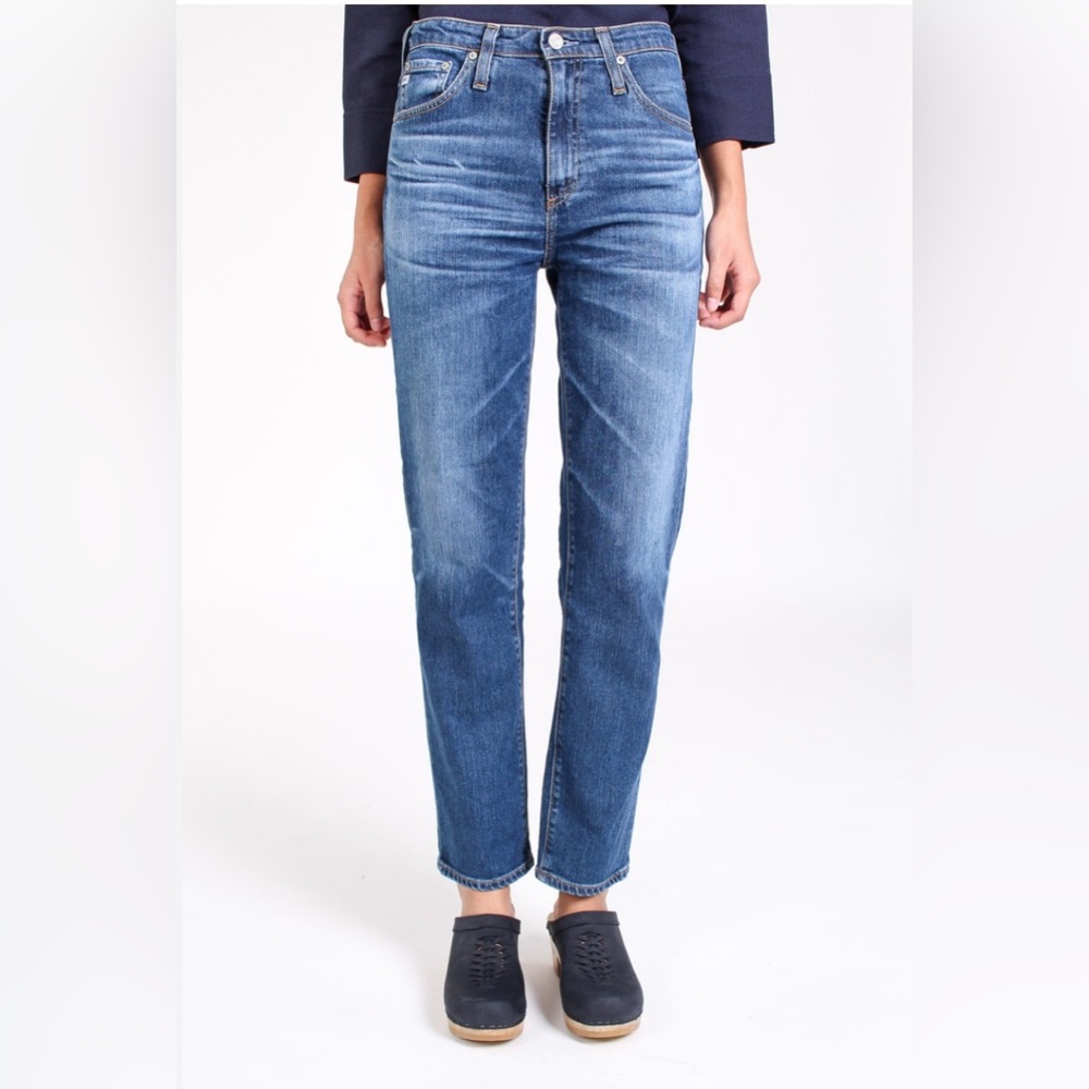 AG - The Phoebe, Vintage High Rise Tapered Leg Jean Blue Medium Wash Denim, 27